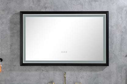 42 in. W x24 in. H Oversized Rectangular Black Framed LED Mirror Anti-Fog Dimmable Wall Mount Bathroom Vanity Mirror