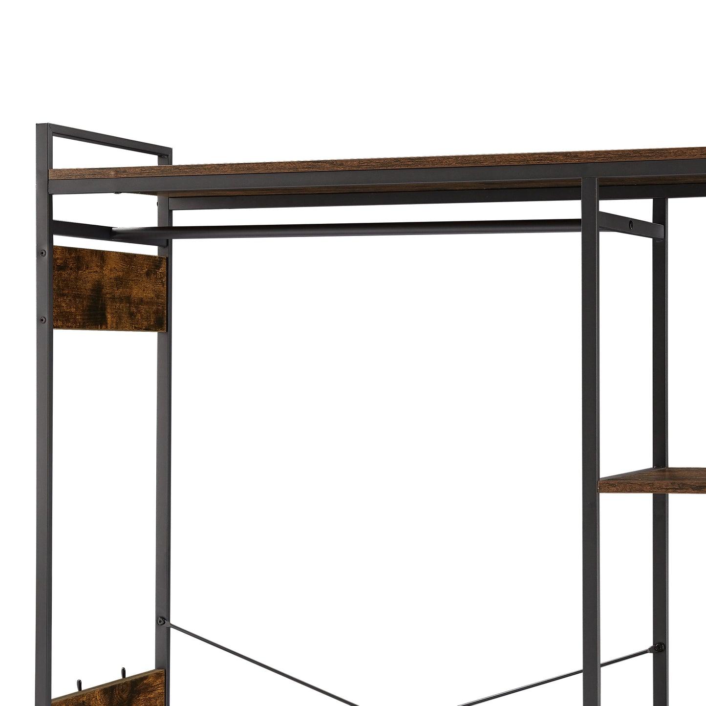 JHX Organized Garment Rack with Storage, Free-Standing Closet System with Open Shelves and Hanging Rod(Rustic Brown,43.7’’w x 15.75’’d x 70.08’’h).