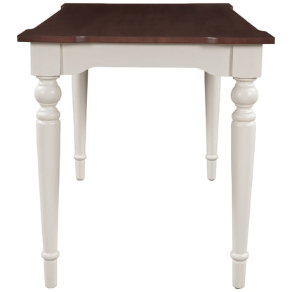 TOPMAX Wood Retro Classical Dining Table, Cherry Top+White Legs