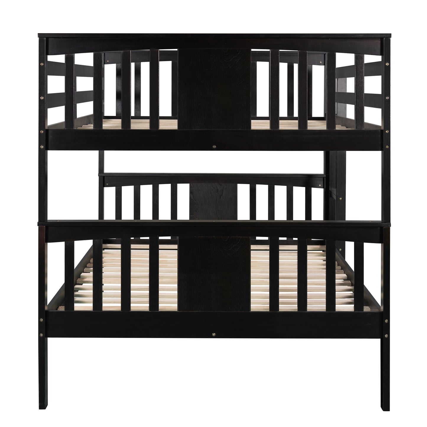 Full over Full Bunk Bed with Ladder for Bedroom, Guest Room Furniture-Espresso(OLD SKU :LP000203AAP)