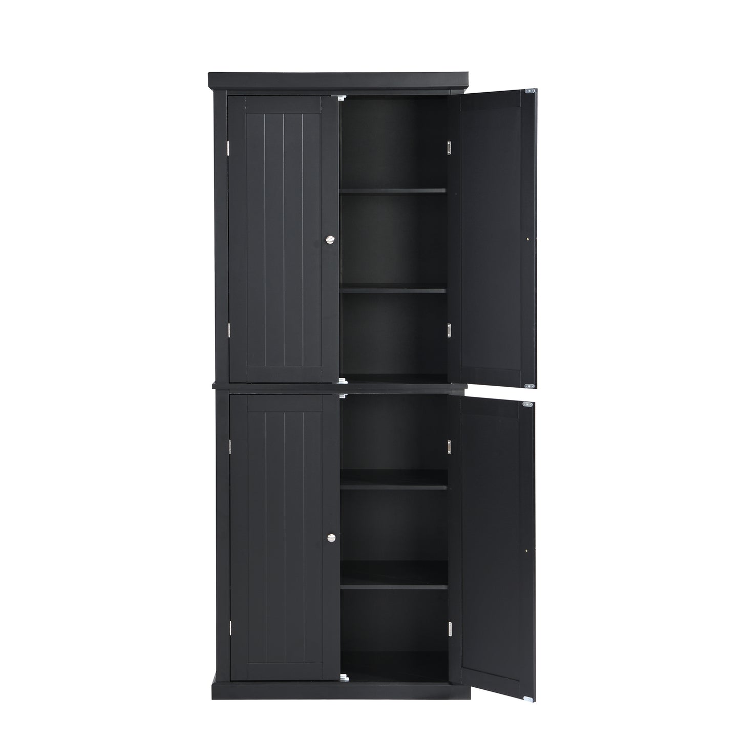 TOPMAX Freestanding Tall Kitchen Pantry, 72.4" Minimalist Kitchen Storage Cabinet Organizer with 4 Doors and Adjustable Shelves, Black