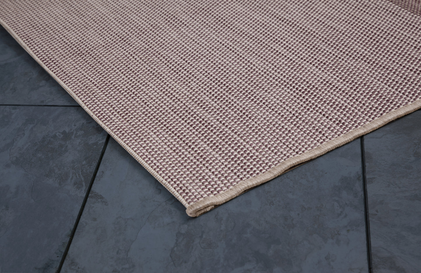 Striped Sands White, Plum Indoor / Outdoor Polypropylene Area Rug 8x10