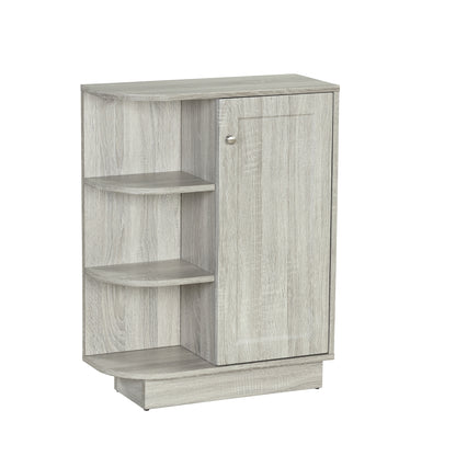 Open Style Shelf Cabinet with Adjustable Plates Ample Storage Space Easy to Assemble, Oak