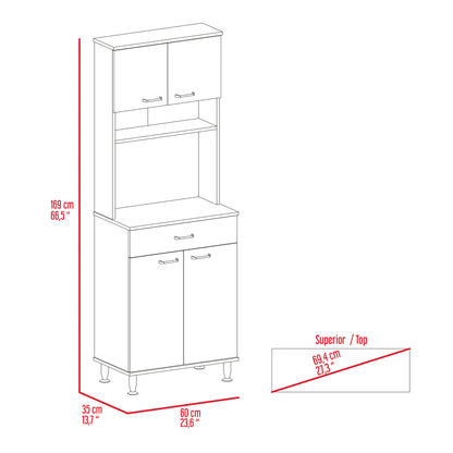 Santa Maria 1-Drawer 1-Shelf Area Pantry with Adjustable Metal Legs Smokey Oak