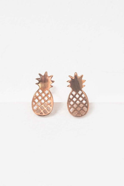 Pineapple Earrings 18K Rose & 24K Gold