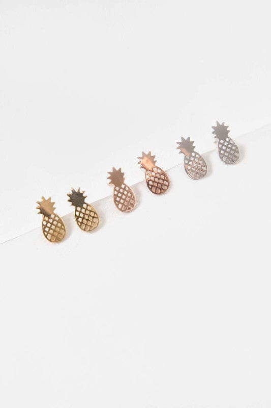 Pineapple Earrings 18K Rose & 24K Gold