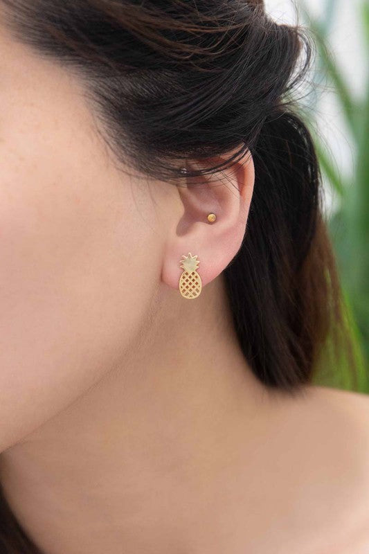 Pineapple Earrings 18K Rose & 24K Gold