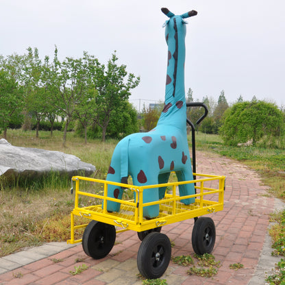 Tools cart Wagon Cart Garden cart trucks make it easier to transport firewood （Yellow colour）