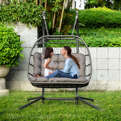 Luxury 2 Person X-Large Double Swing Chair Wicker Hanging Egg Chair