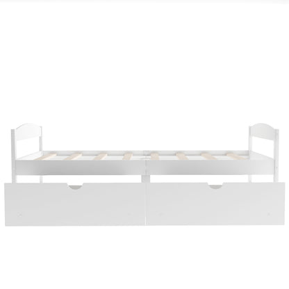 Twin size platform bed, with two drawers, white（New）