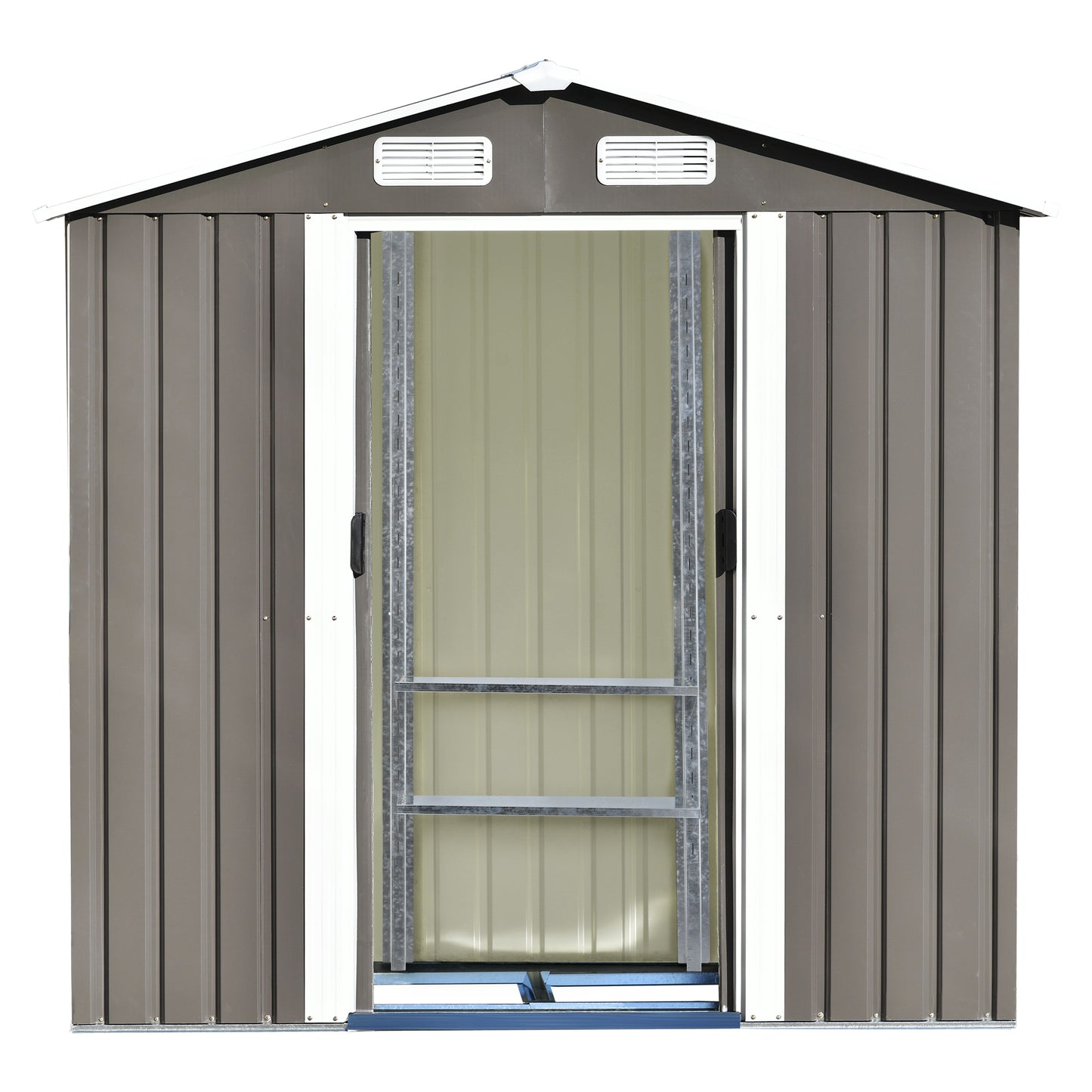 TOPMAX Patio 6ft x4ft Bike Shed Garden Shed, Metal Storage Shed with Adjustable Shelf and Lockable Door, Tool Cabinet with Vents and Foundation for Backyard, Lawn, Garden, Gray