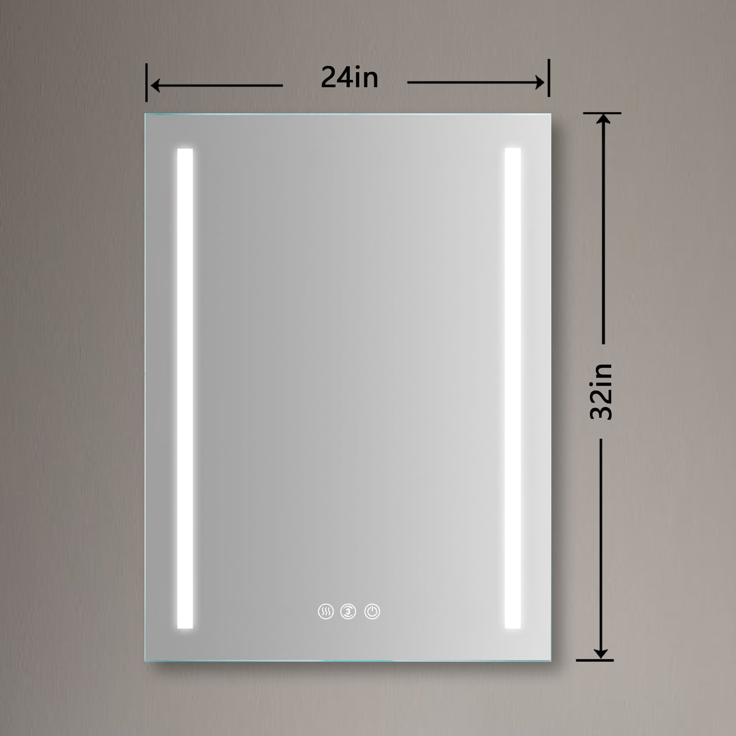LED Bathroom Mirror with Light, 24 x 32 Inch Dimmable Anti-Fog Wall Mounted Vanity Mirror, CRI 90+, Color Temperature 5000K (Horizontal/Vertical Install)