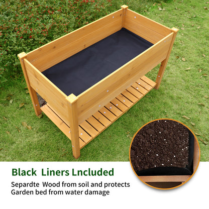 Raised Garden Bed Planter Box with Legs & Storage Shelf Wooden Elevated Vegetable Growing Bed for Flower/Herb/Backyard/Patio/Balcony 48.5x30x24.4in