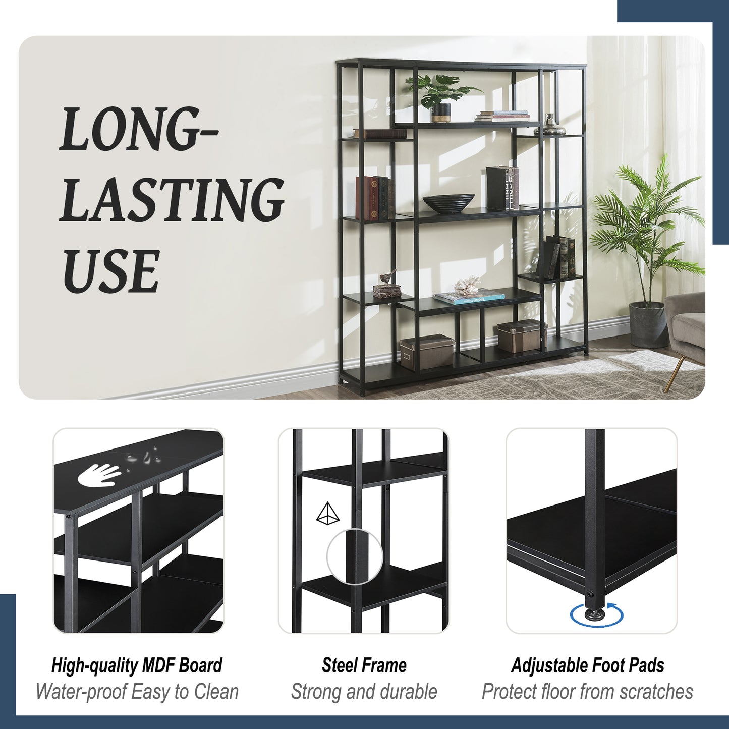 [VIDEO] Bookcase and Bookshelf, Home Office 5 Tier Bookshelf, Open Freestanding Storage Shelf with Metal Frame, Black