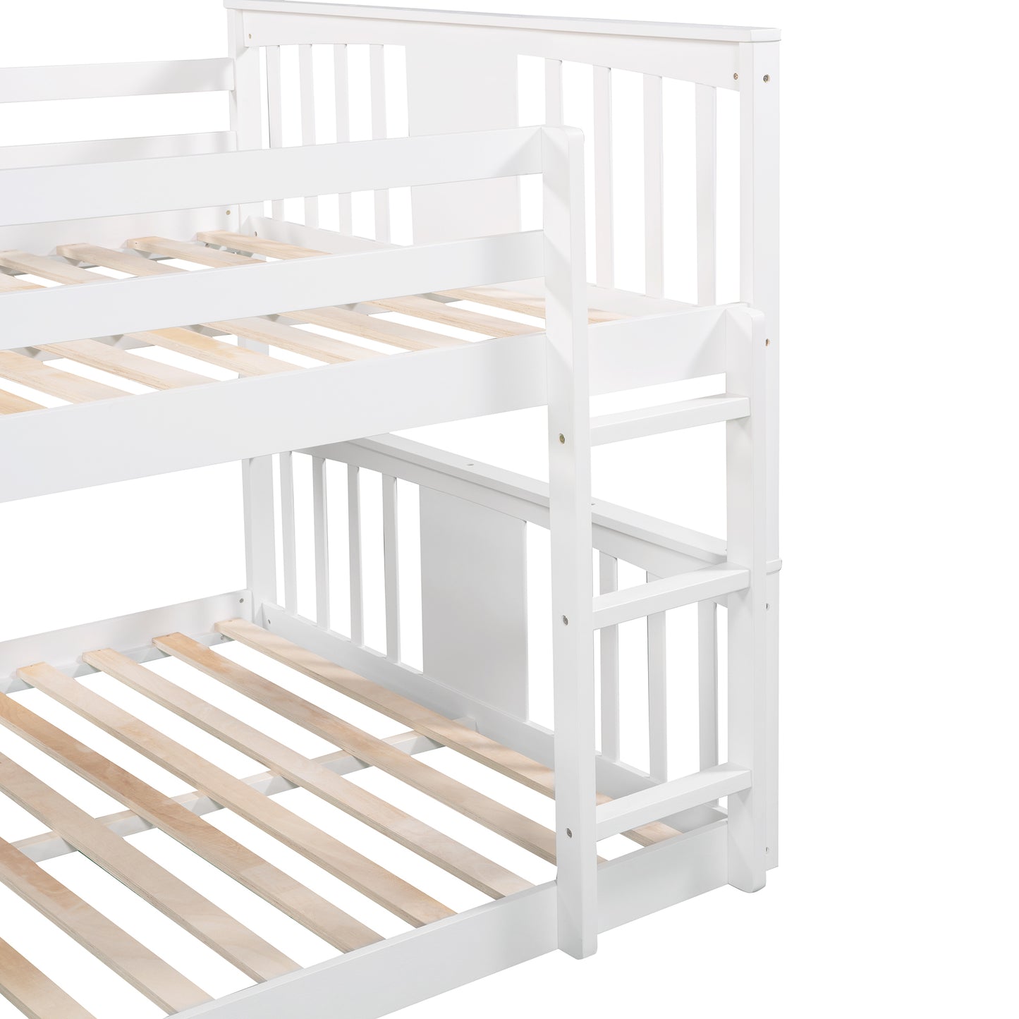 Full Over Full Bunk Bed with Ladder with Slide, White (Old SKU :LP000208AAK)