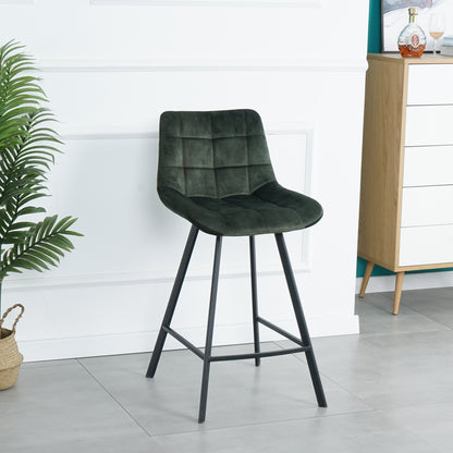 Modern Design Comfortable Nordic Metal Stool Modern Iron High Counter Leisure Bar Chair Green(set of 2)