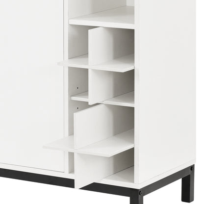 K&K Sideboards and Buffets With Storage Coffee Bar Cabinet Wine Racks Storage Server Dining Room Console 34 Inch（White）