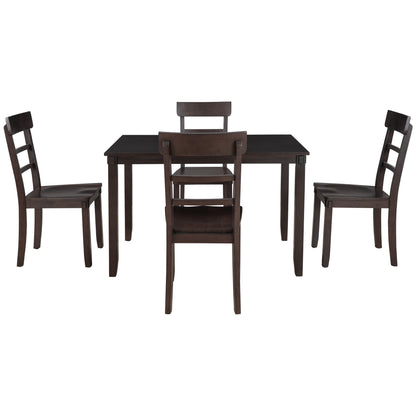 TREXM  5-piece Kitchen Dining Table Set Wood Table and Chairs Set for Dining Room (Espresso)