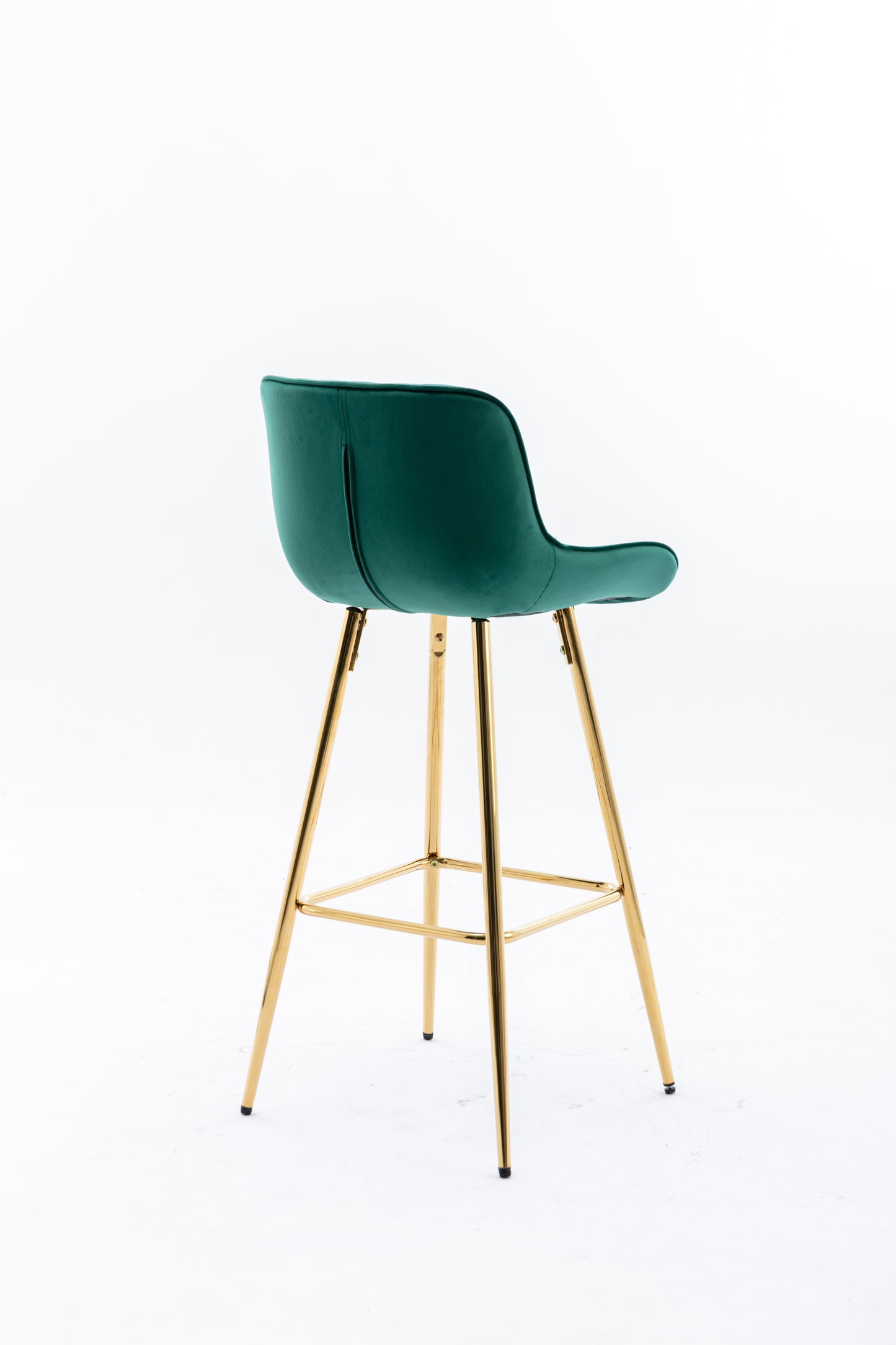 30 inch Set of 2 Bar Stools,with Chrome Footrest Velvet Fabric Counter Stool Golden Leg Simple High Bar Stool,GREEN