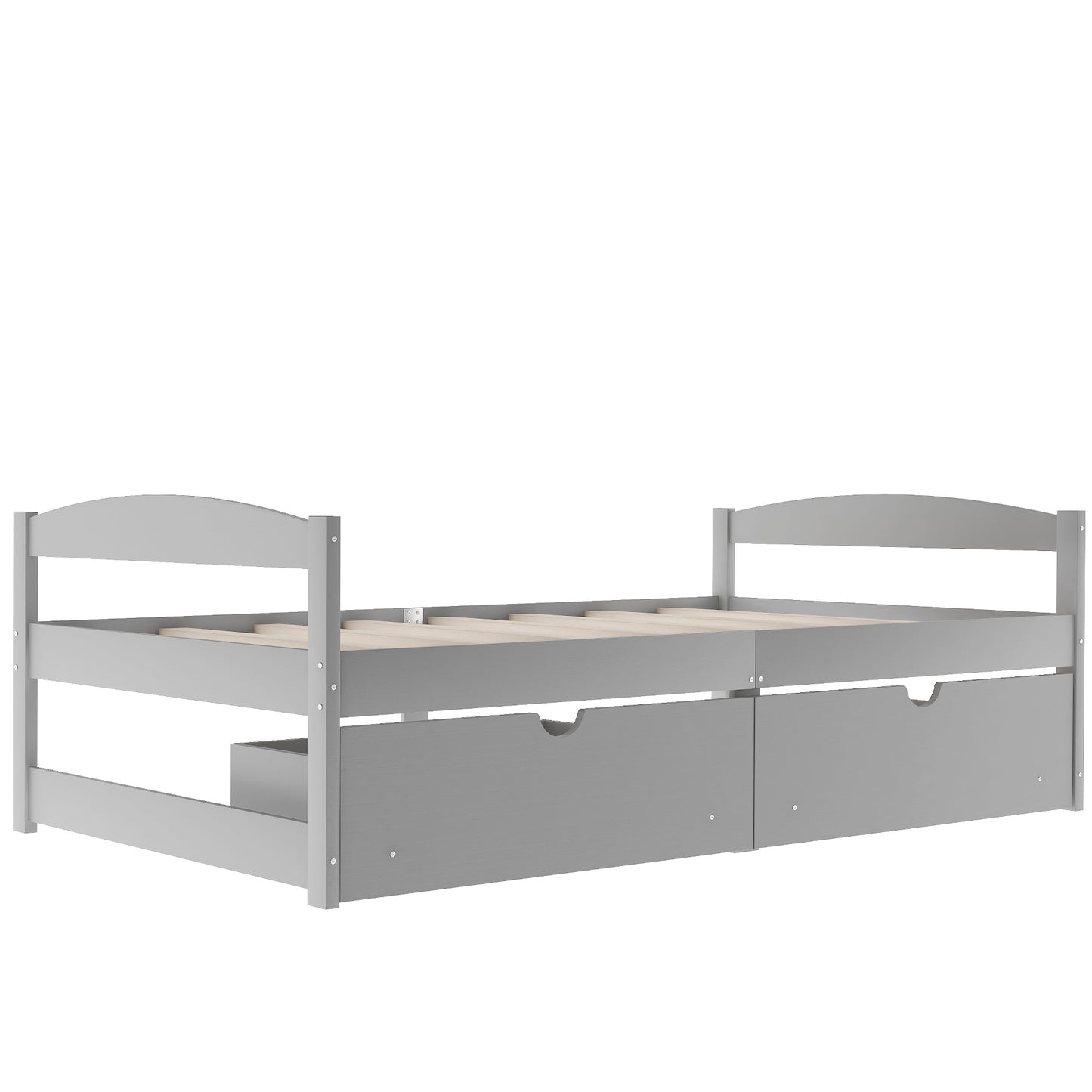 Twin size platform bed, with two drawers, gray （New）