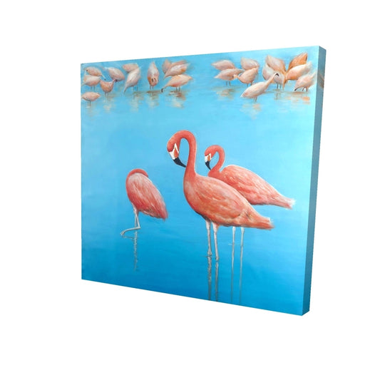 Group of flamingos - 08x08 Print on canvas