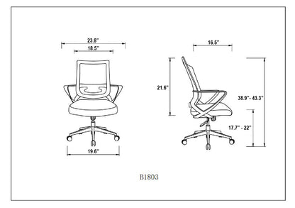 Ardamore Fixed Armrest Adjustable Height Swivel Office Chair Black Wengue and Smokey Oak