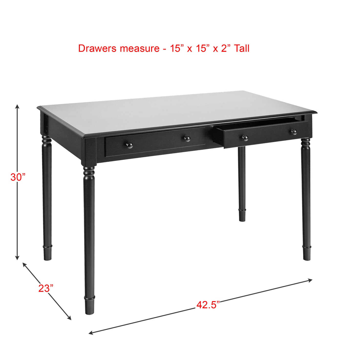 Writing 2-Drawer Desk – Satin Black