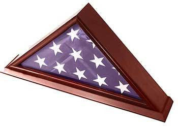 5x9 Burial/Funeral/Veteran Flag Elegant Display Case with Base, Solid Wood, Cherry Finish by The Military Gift Store