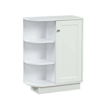 Open Style Shelf Cabinet with Adjustable Plates Ample Storage Space Easy to Assemble, White