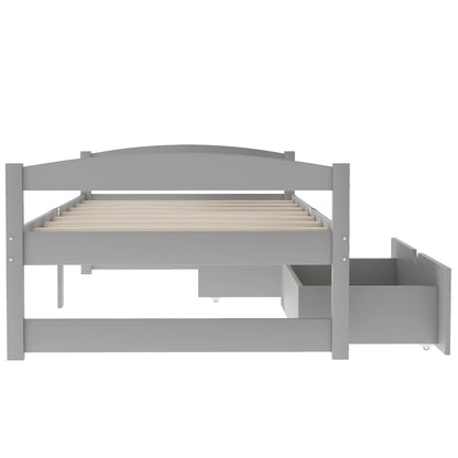 Twin size platform bed, with two drawers, gray （New）