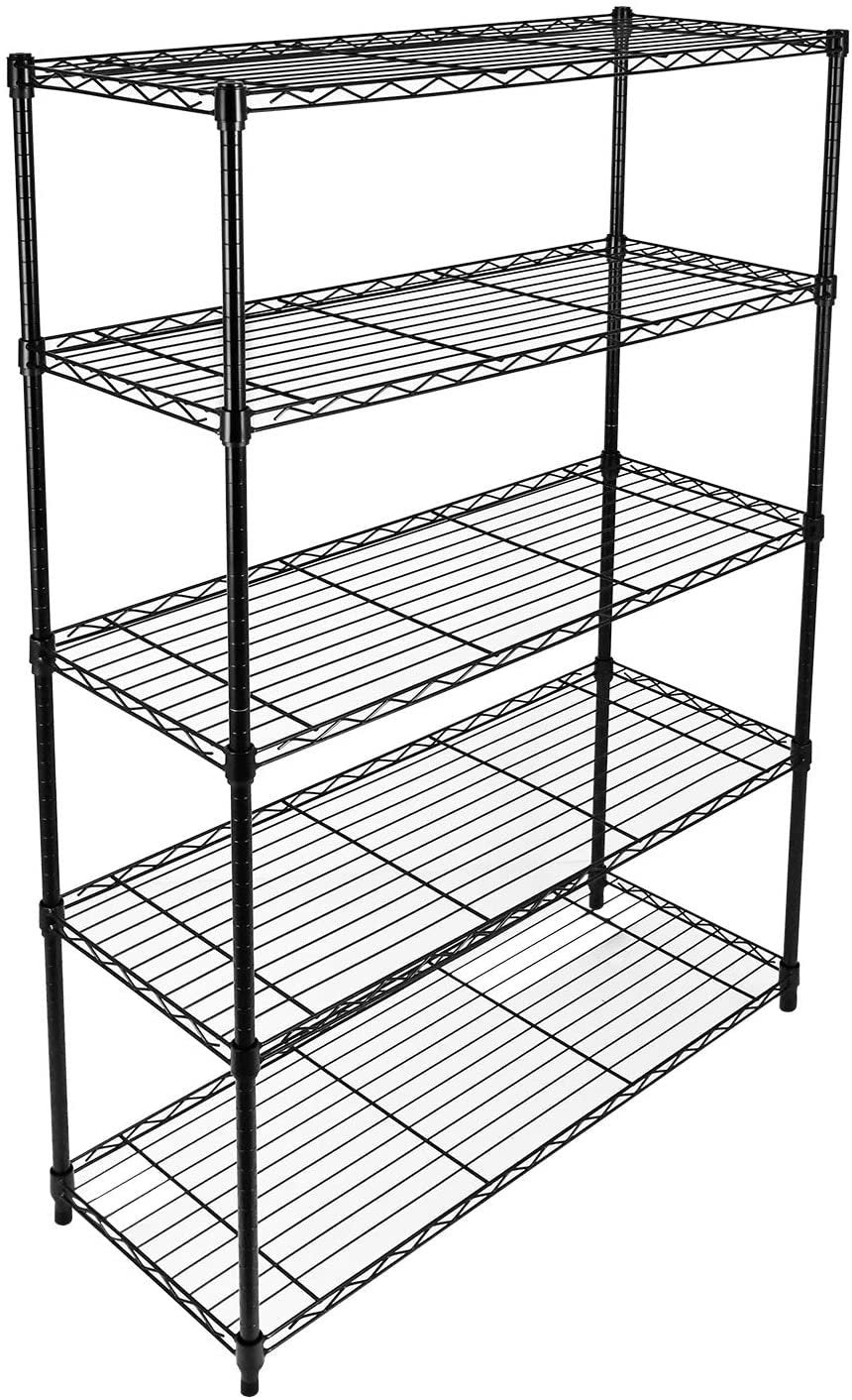 Simple Deluxe Heavy Duty 5-Shelf Shelving Unit with Wheel and Adjustable Feet, 36\'\' X 14\'\' X 60\'\', 5 Tier