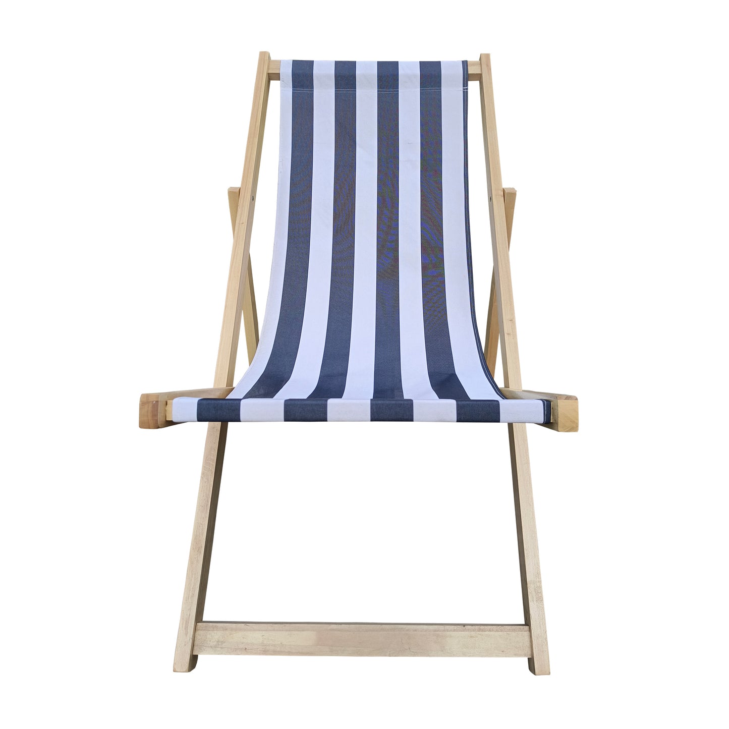 populus wood sling chair blue Stripe Broad blue Stripe （color: Dark blue）folding chaise lounge chair