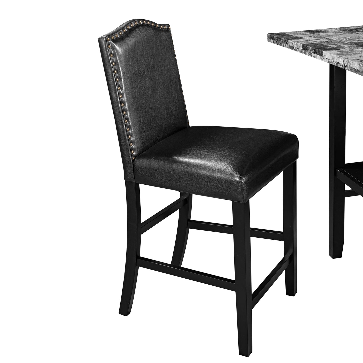 TOPMAX 5 Piece Dining Set with Matching Chairs and Bottom Shelf for Dining Room, Black Chair+Gray Table