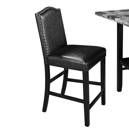 TOPMAX 5 Piece Dining Set with Matching Chairs and Bottom Shelf for Dining Room, Black Chair+Gray Table