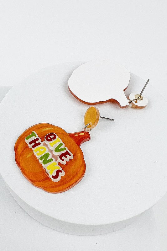 PUMPKIN ACRYLIC PRINTING EARRINGS