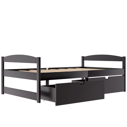 Twin size platform bed, with two drawers, espresso（New）