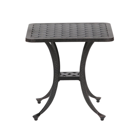 Square Cast Aluminum Outdoor Side/End Table, Dark Lava Bronze