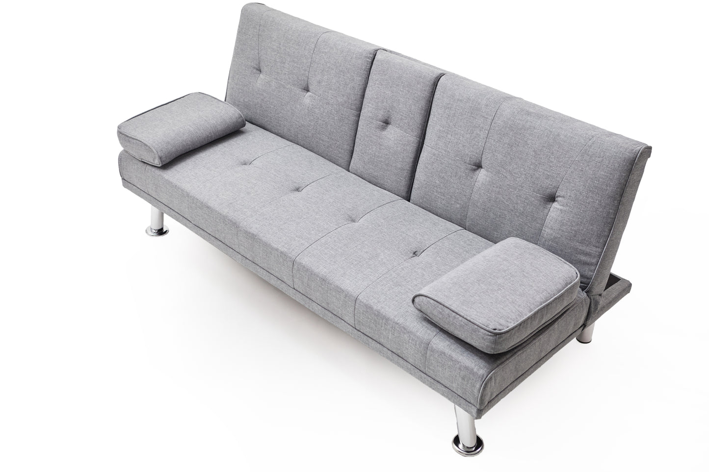 Gray Fabric Leather Multifunctional Double Folding Sofa Bed for Office with Coffee Table