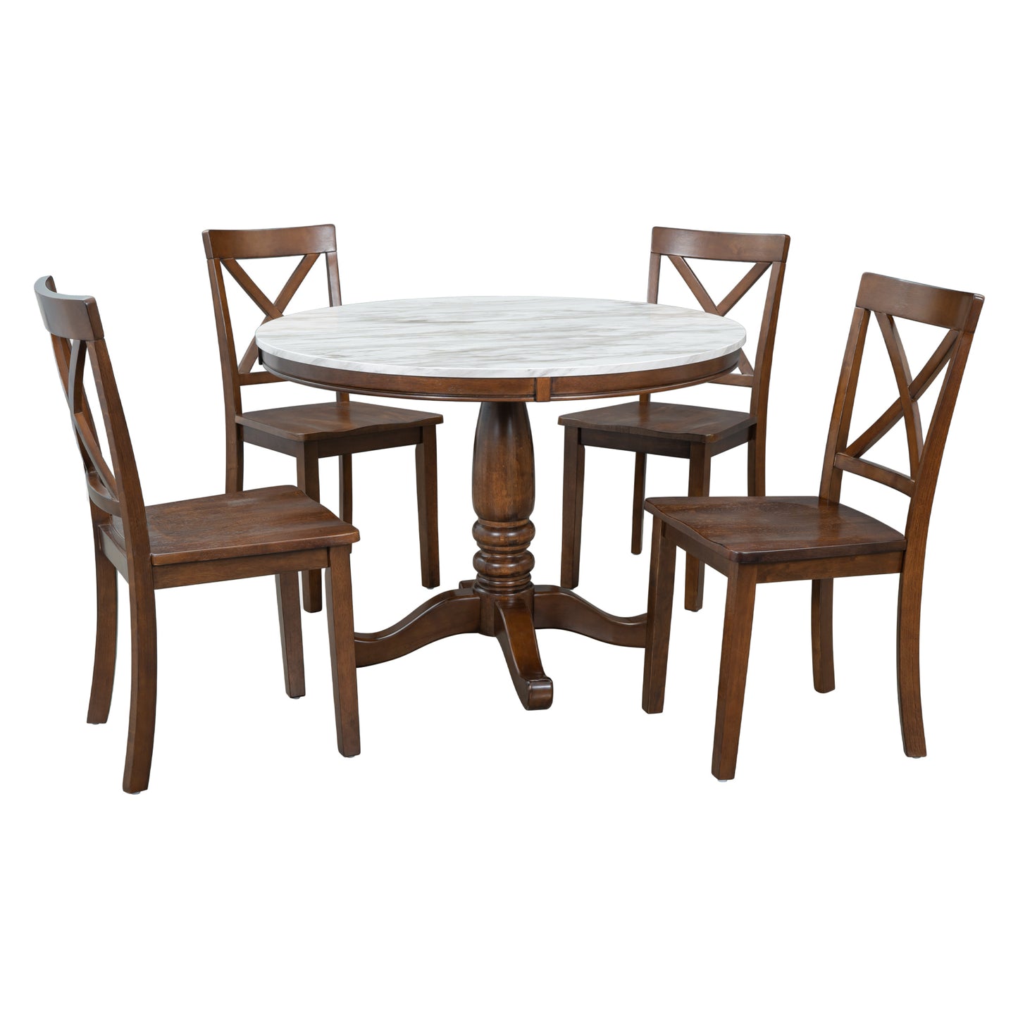 Orisfur. 5 Pieces Dining Table and Chairs Set for 4 Persons, Kitchen Room Solid Wood Table with 4 Chairs