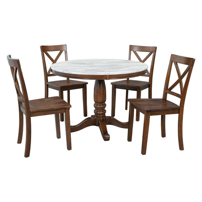 Orisfur. 5 Pieces Dining Table and Chairs Set for 4 Persons, Kitchen Room Solid Wood Table with 4 Chairs