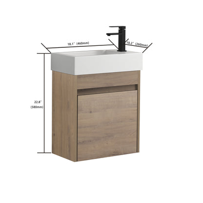 18'' Floating Wall-Mounted Bathroom Vanity with White Ceramic Sink & Soft-Close Cabinet Door