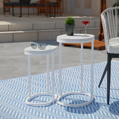 Vicanno Terrazzo Outdoor Nesting Tables – 2pc Set