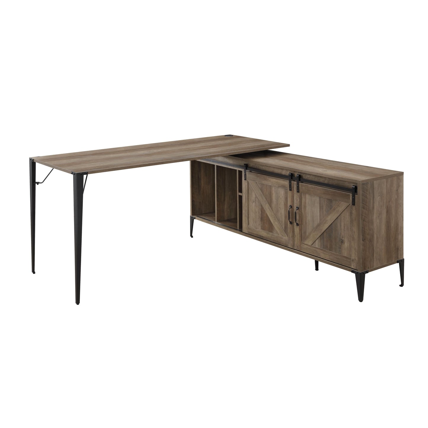 ACME Zakwani Writing Desk, Rustic Oak & Black Finish OF00002