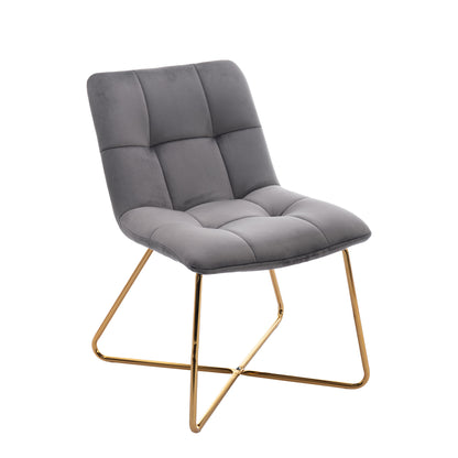 HengMing Velvet Accent Chair Retro Leisure Lounge Chair Mid Century Modern Chair Vanity Chair for Living Room Bedroom with Gold Metal Legs Salmon gray 1 PCS