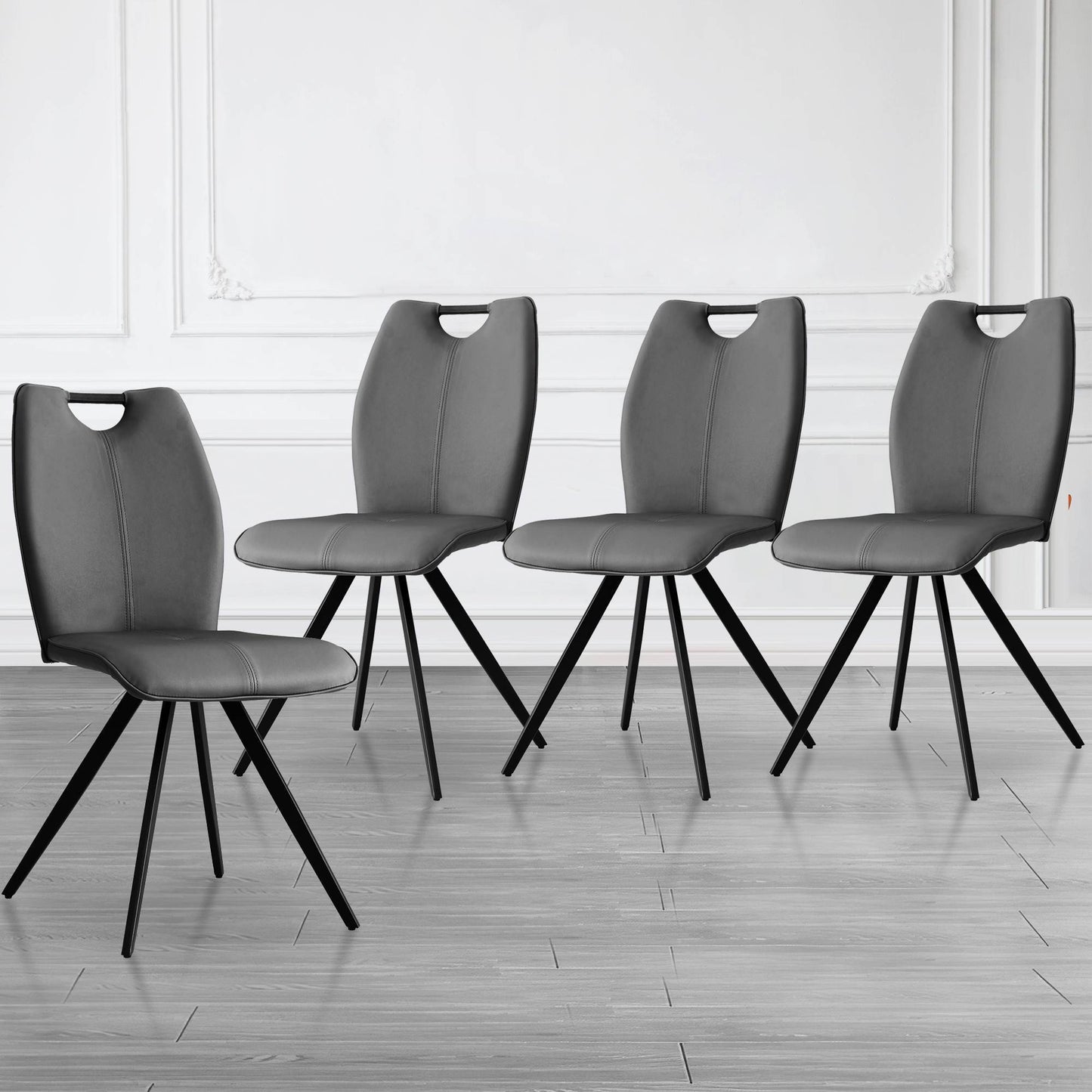 Modern Middle Ages Grey Dining Chairs Set of 4,Office chair. Living Room Armless Accent PU Leather Chairs for Home, Kitchen, Cafe, Office,Dresser ,Waiting Room, Farmhouse,Restaurant