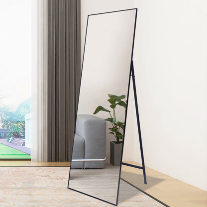 Full Length Mirror Standing Black 65’’x22’’ for Bedroom with Aluminum Frame, Large Full Body Floor Mirror Wall Hanging or Leaning Modern Decor for Dressing, Living Room, Entryway or Dorm