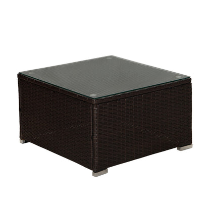 Outdoor Garden Patio Furniture 6-Piece Brown PE Rattan Wicker Sectional Beige Cushioned Sofa Sets