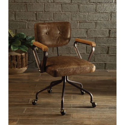 ACME Hallie Office Chair in Vintage Whiskey Top Grain Leather 92410