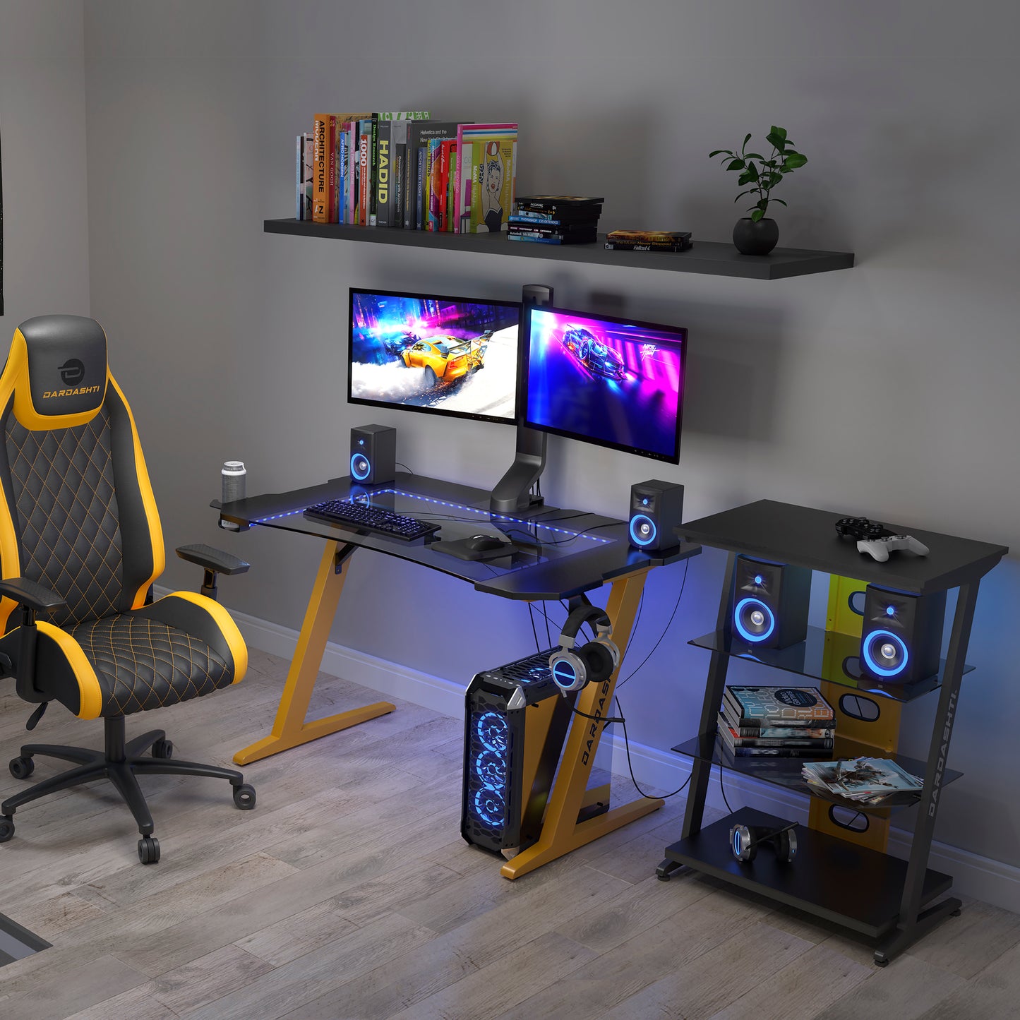 Dardashti Gaming Shelves S1-21 Yellow