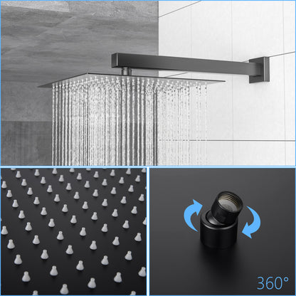 10" Rain Shower Head Systems ,with 26.18 inch Adjustable Angle Slide Bar,Matte Black,Wall Mounted shower